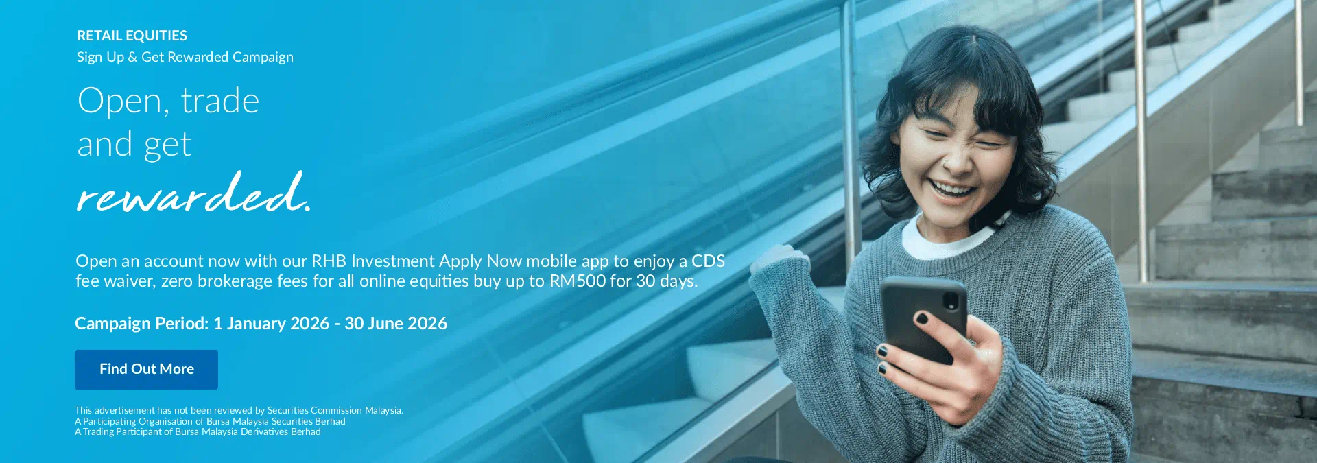 sign up and get rewarded rm 500 brokerage off for the first 30 days