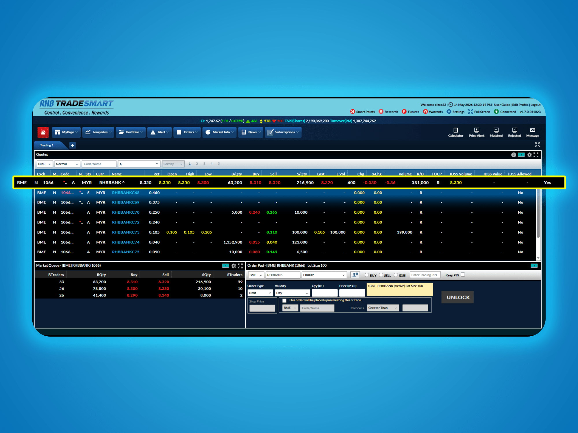 Step 2: Right-click any stock on your Live Price page.
