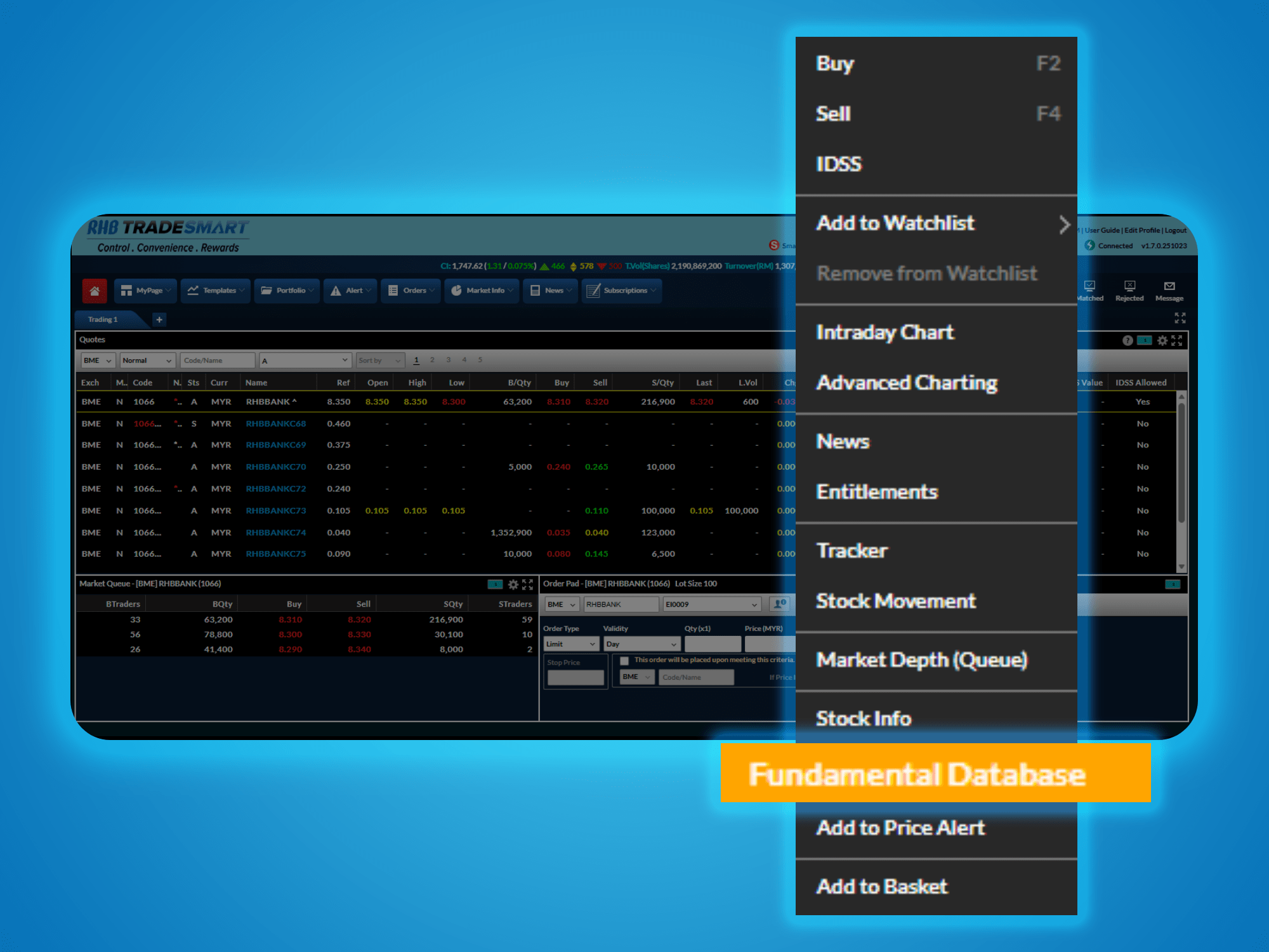 Step 3: Select Fundamental Database from the menu.