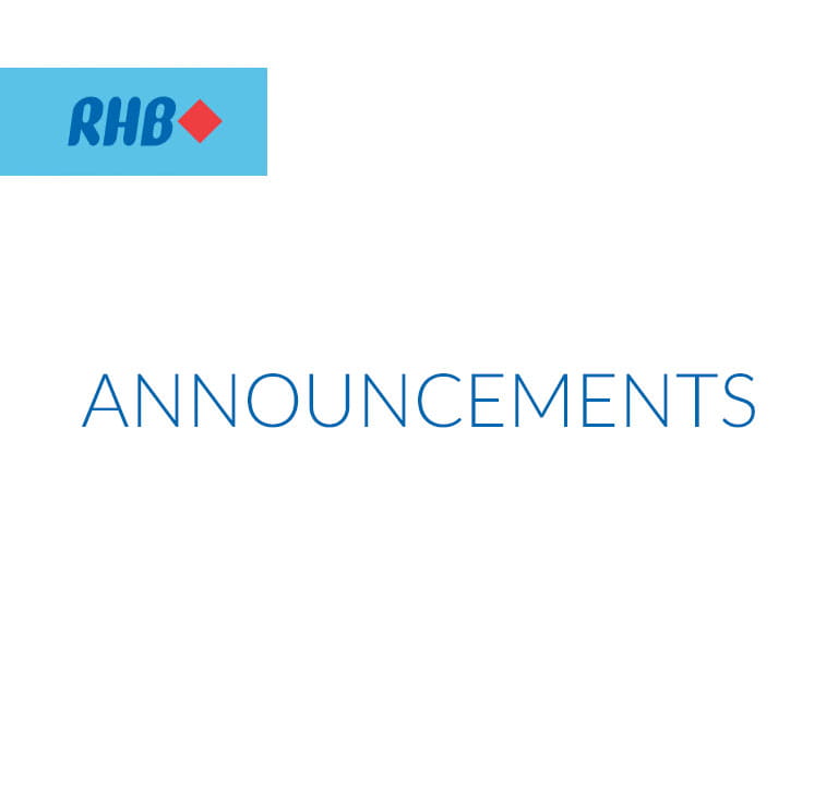 RHB Investment Bank Announcements